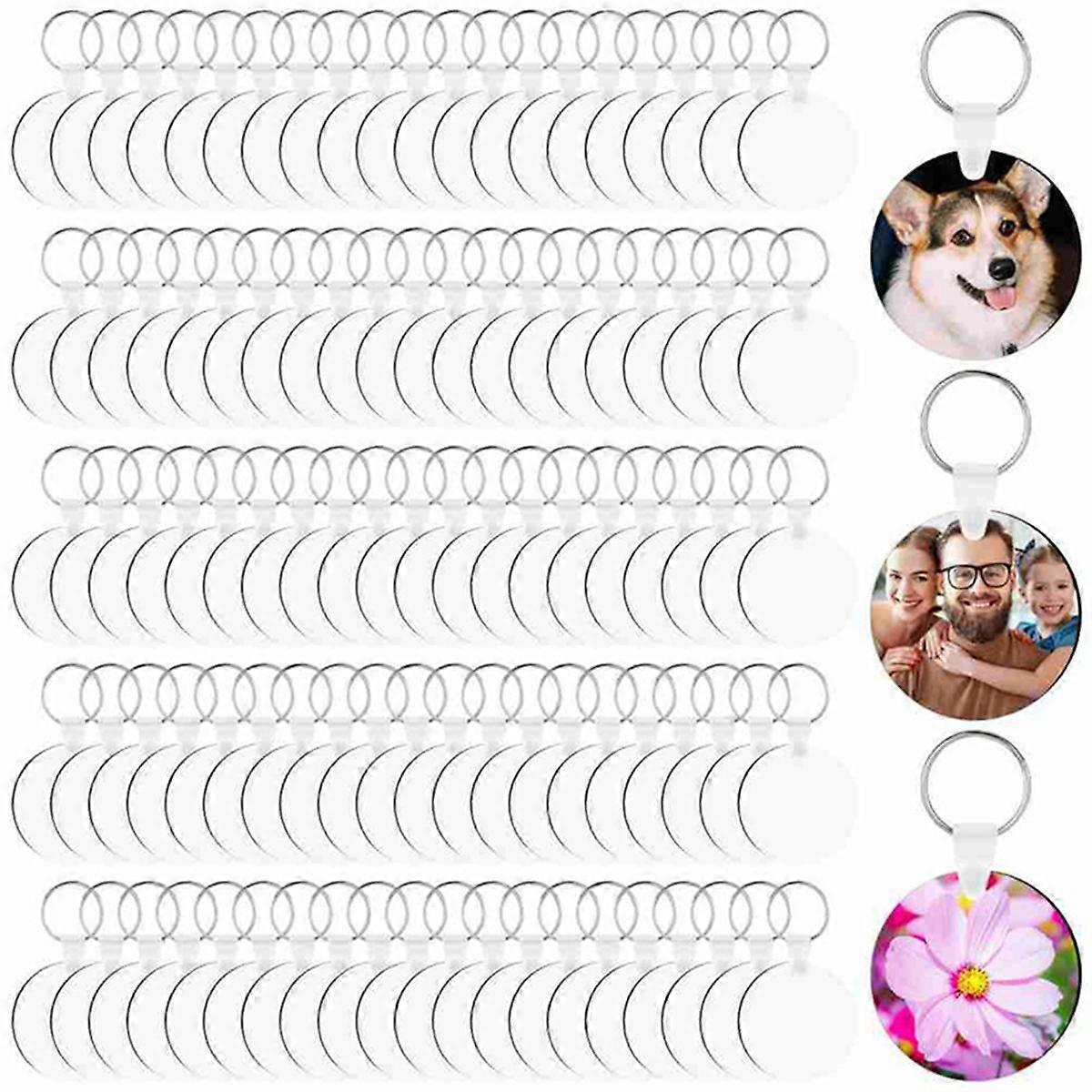 300 Pcs Sublimation Keychain Blanks Bulk Double Side Heat Transfer Sublimation MDF Blank Set with K