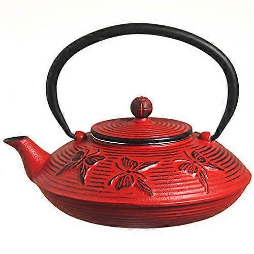 27-Ounce Cast Iron Teapot with Butterfly Design