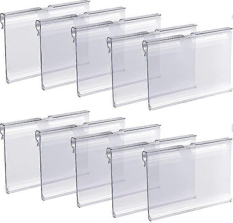 50pcs 透明プラスチックラベルホルダーワイヤーシェルフ小売価格ラベルクリップオンバスケット商品サインディスプレイサイン