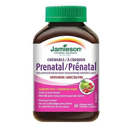 Jamieson Vitamins Chewable Prenatal 100% Complete Multivitamin Cranberry Apple, 60 Count (Pack of 3)