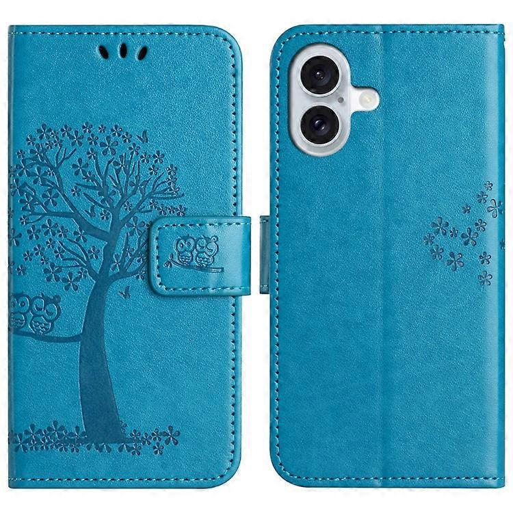 Compatible For iPhone 16 Case Wallet PU Leather Protective Phone Cover Owl Tree Pattern