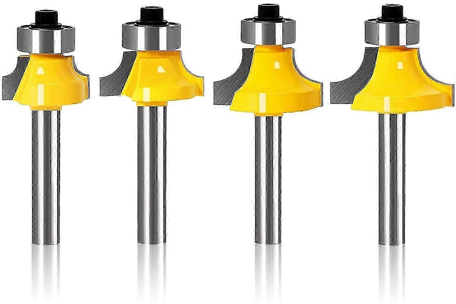 Rounding Router Bit Router Rounding Corner Radius Edging Tool for Woodworking Carpenter Tools 4PCS