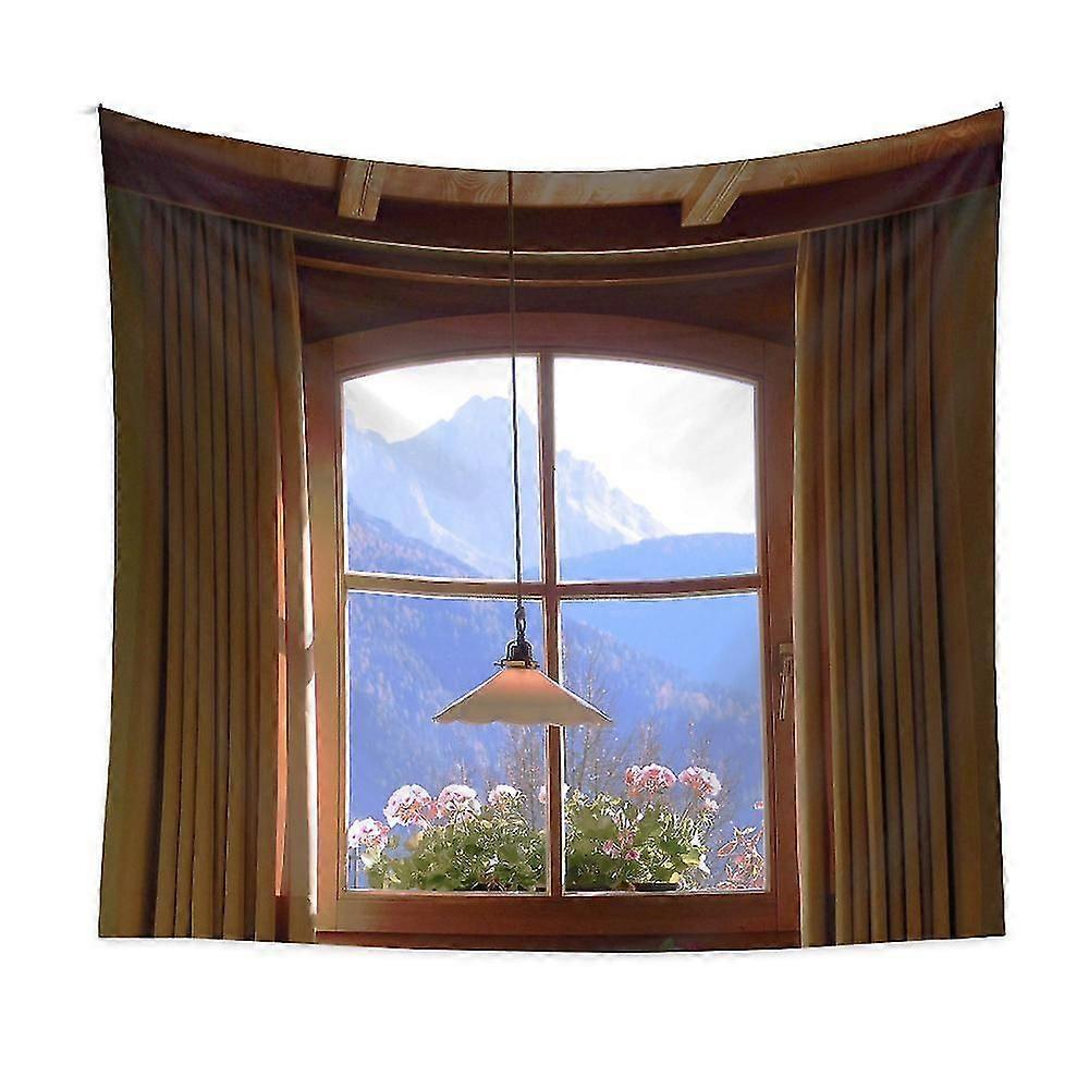 1pcs Home Bohemian Milled Tapestry Scenery Outside The Window Pattern