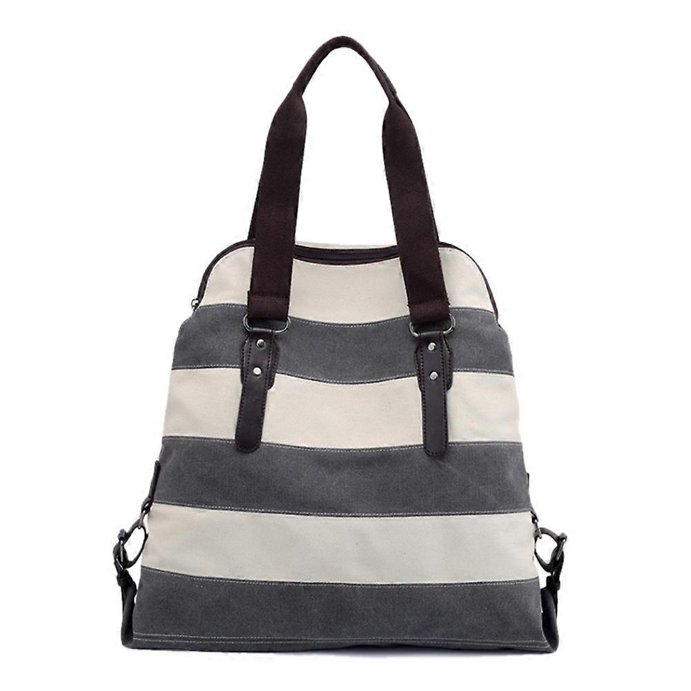 Women's Simple Stripe Pattern Canvas Shoulder Bag Handbag Tote Bag