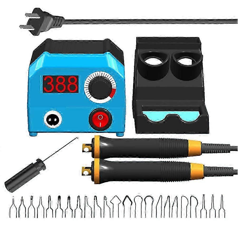 Portable Adjustable Temperature Mini Wood Burner Pyrography Pen Burning Machine Welding Tool Set With 23pcs Heating Pen Heads