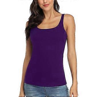 Charmleaks Women's Tank Top With Shelf Bra Adjustable Wider Strap Camisole Basic Cami Tanks M purple