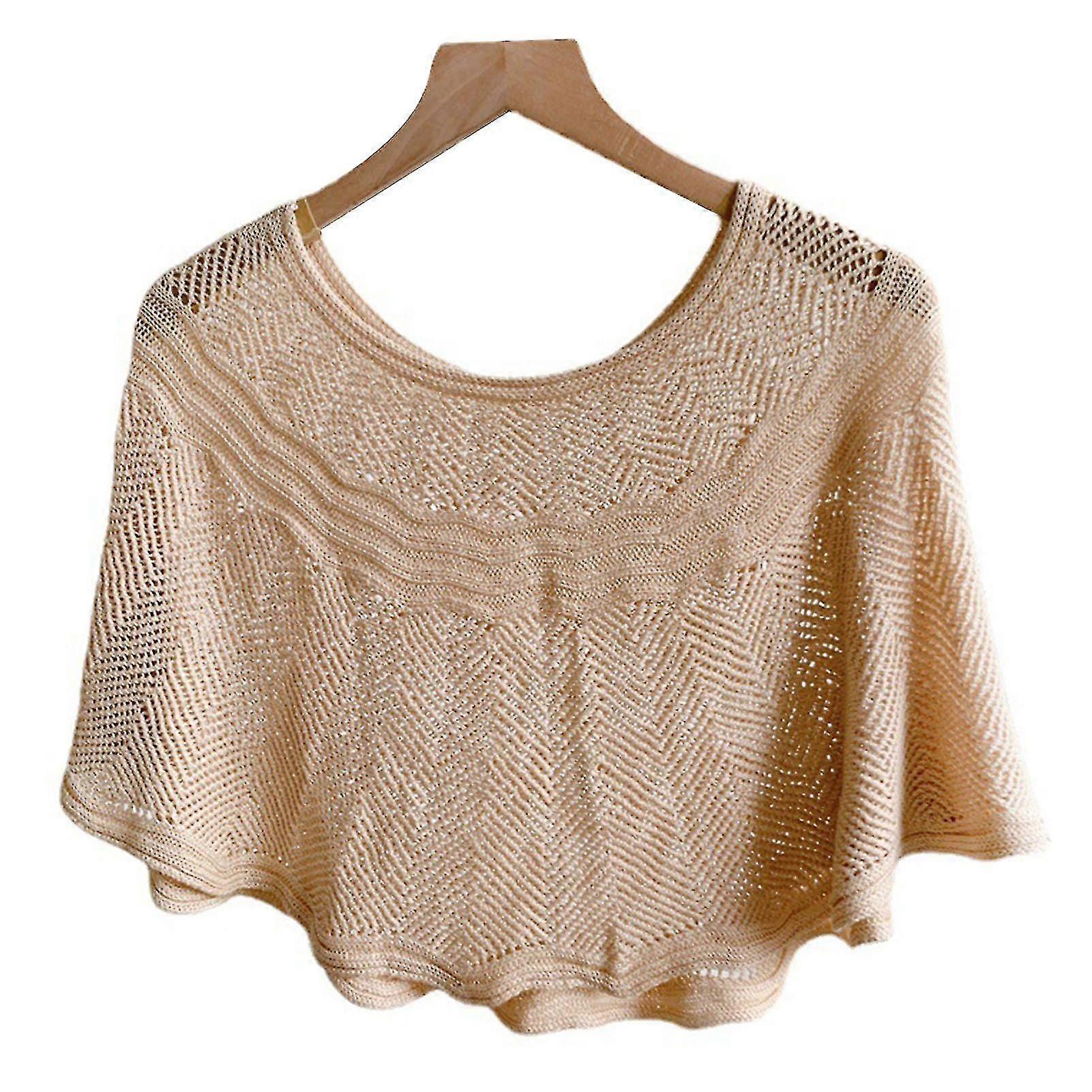 Chal de punto resistente al sol para mujer, transpirable, fresco, con apliques de encaje hueco