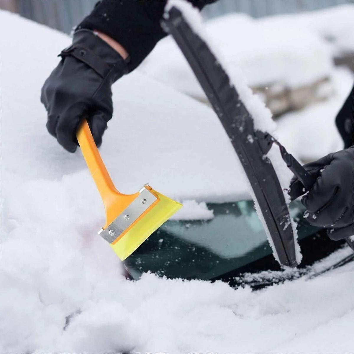Car Snow & Ice Scraper with Long Handle - Heavy Duty ABS Winter Windshield Snow Removal Tool - 12" Wide Ergonomic Snow Brush for Auto Glass & Windows 