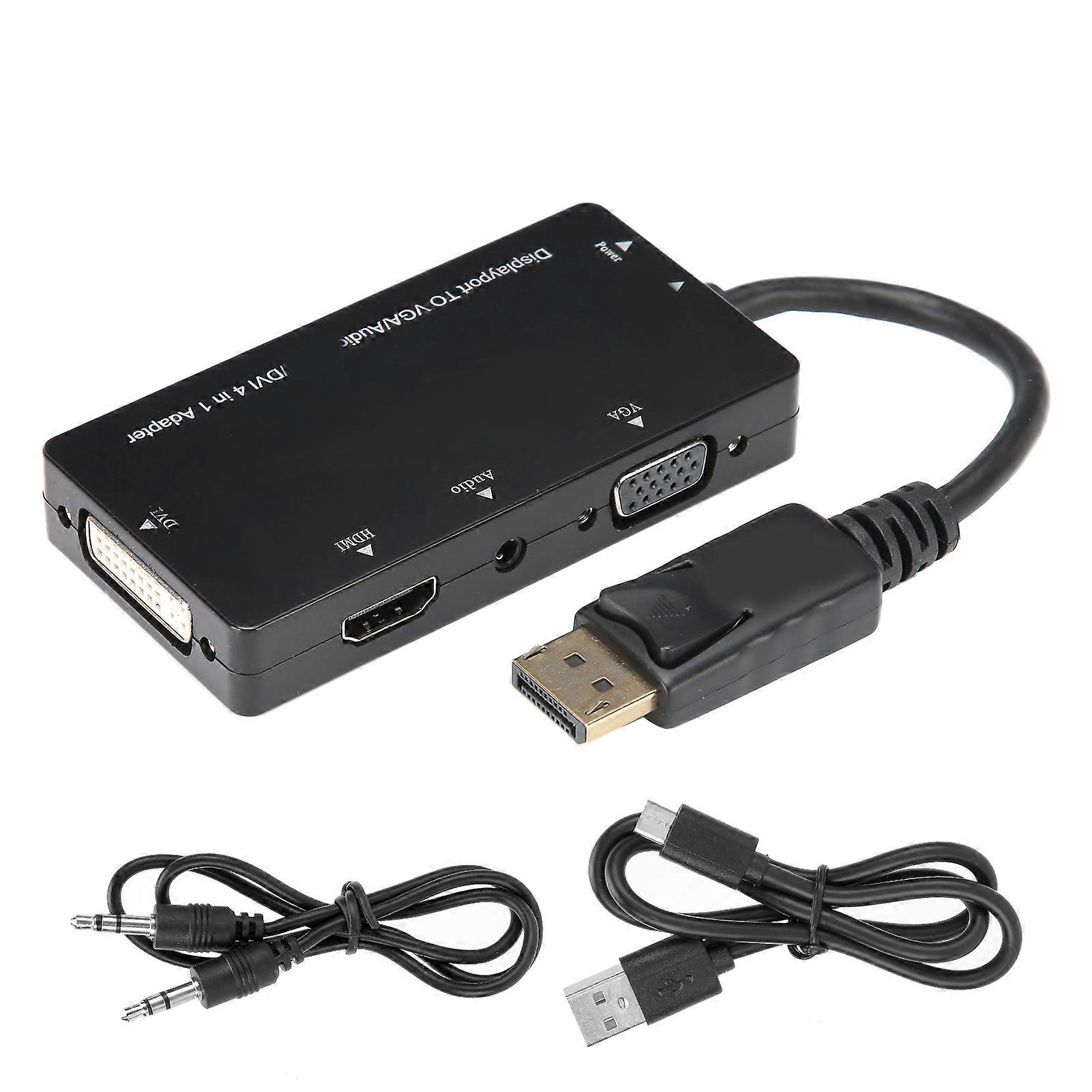4-in-1 Adapterkabel Displayport auf HDMI/VGA/DVI/Audio Converter Multifunktion
