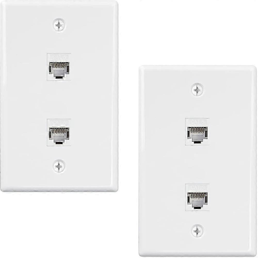 2パック2ポートイーサネットウォールプレート、Cat6メス-メスウォールジャックRJ45インラインカプラーウォールアウトレットjs