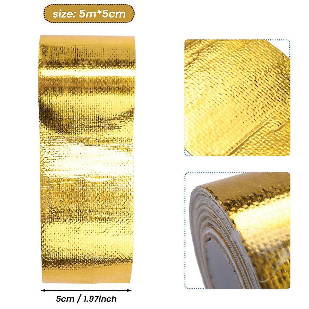 CHUSYYRAY Gold Heat Reflective Exhaust Tape – 5M X 50mm – Thermal Insulation Wrap