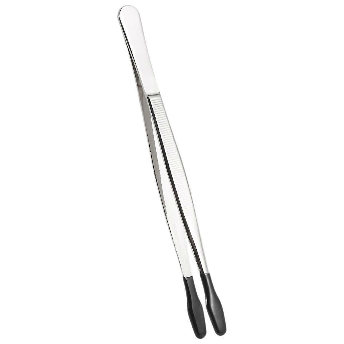 2 Pieces of Rubber Tip PVC Silicone Precision Tweezers Tool-Black