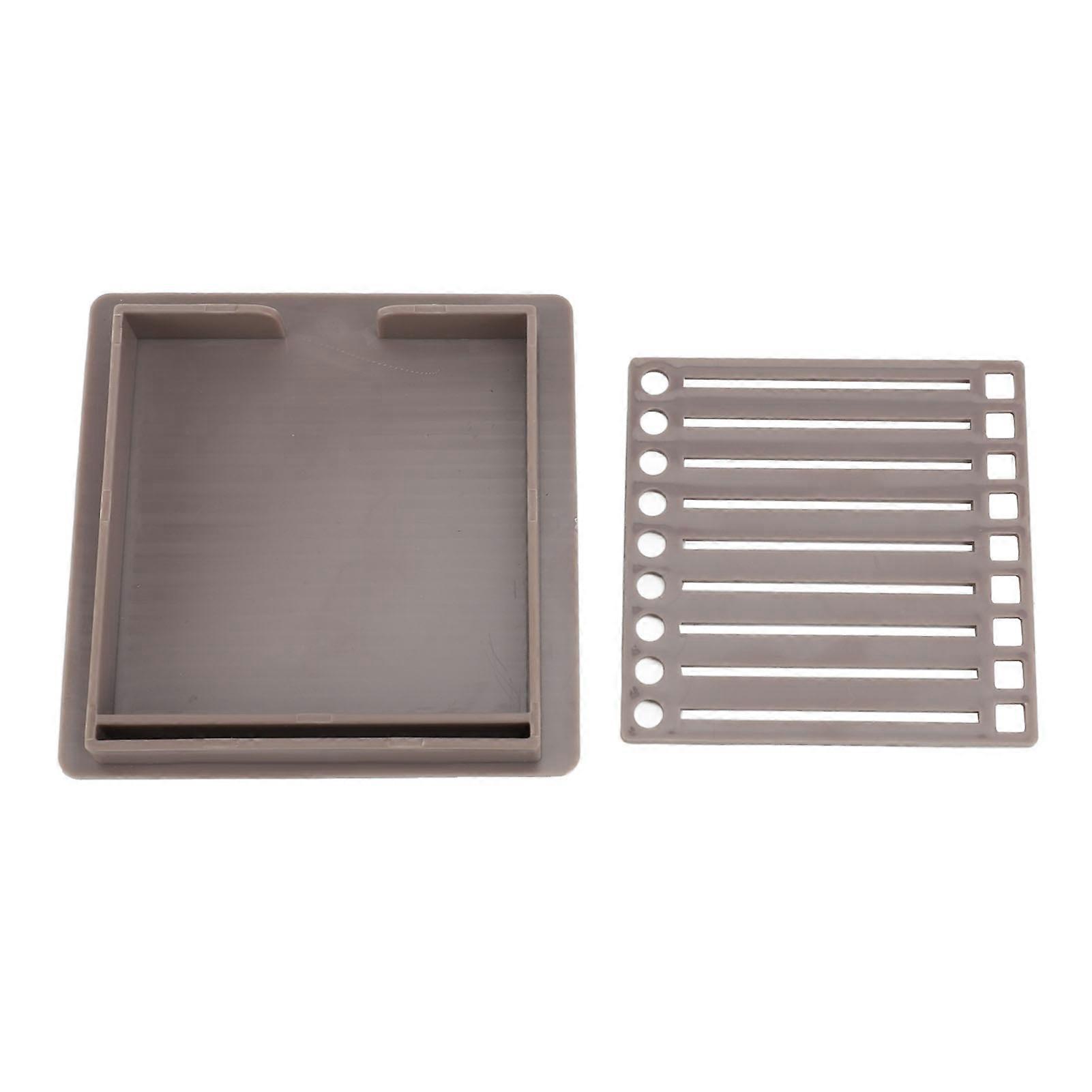 Sticky Note Holder with Stencil Clear Frames Sticky Note Template and Organizer Box for 3x3inch Note Pads Brown