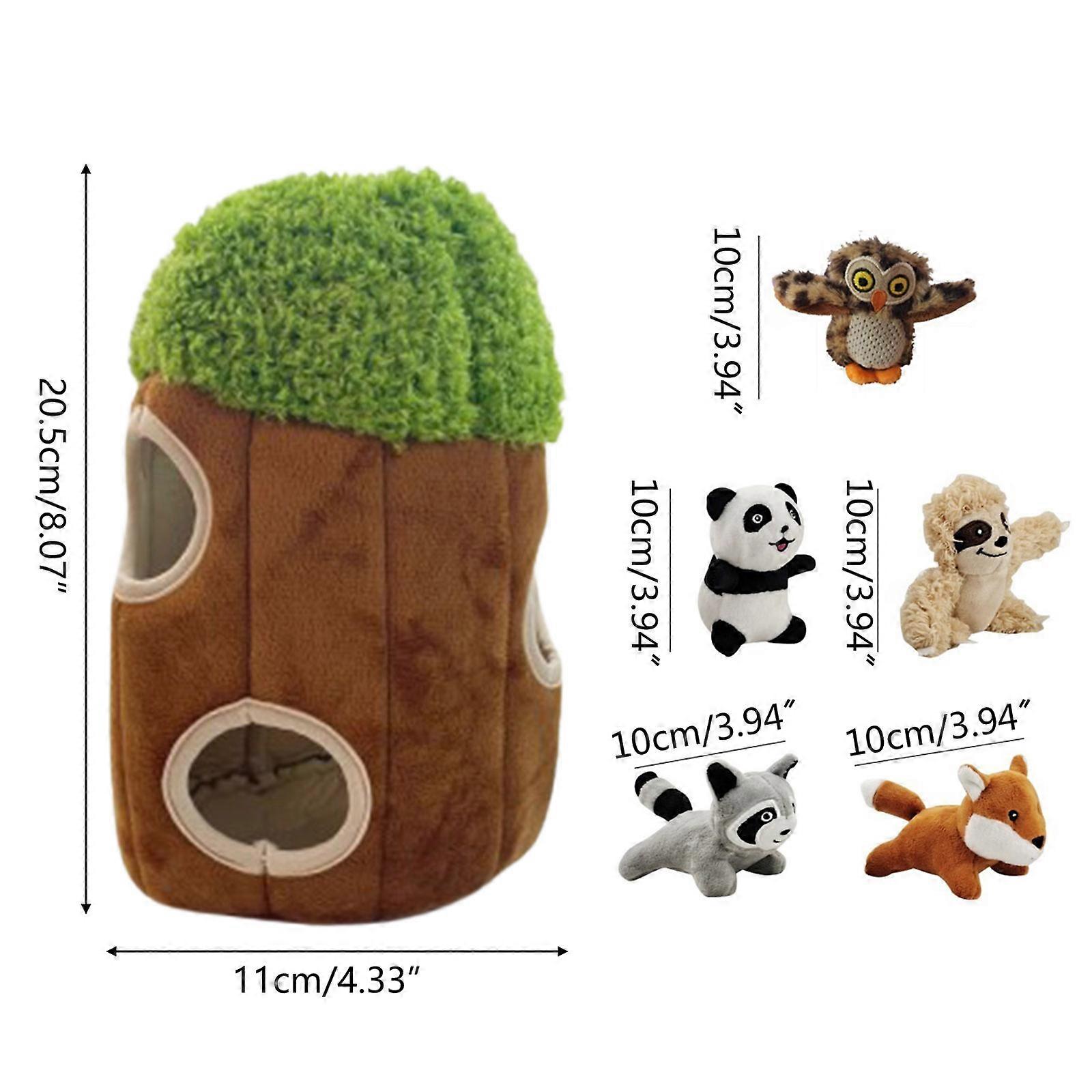 5pcs Squeak Plush Dog Toy Interactive Hide Seek Puzzle Burrow Toy for Dogs Small Size Stuffed Animals Panda Owl Fox