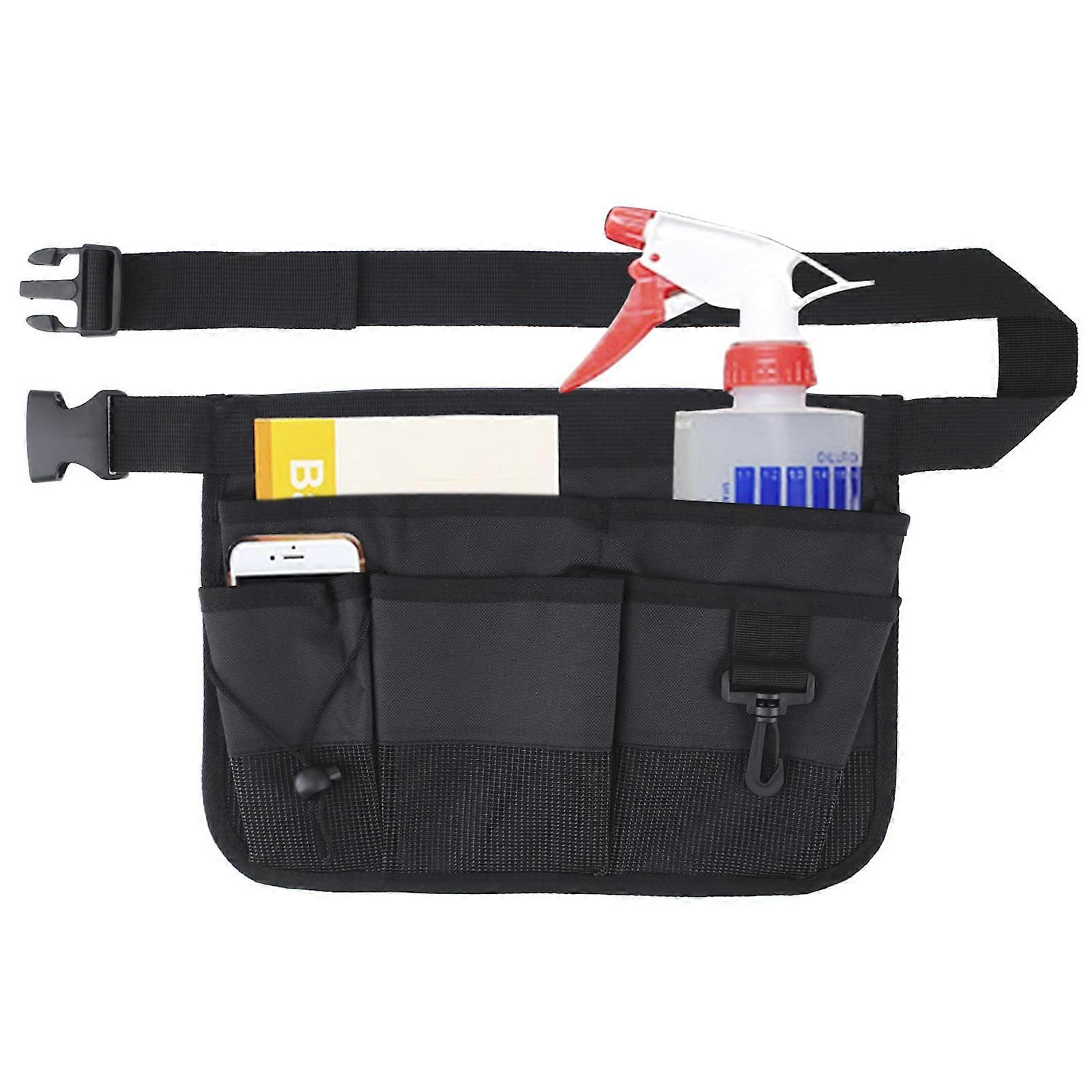 Garden Tools Waist Bag Belt Heavy Service Oxford tool apron with different sizes and depth with 7 pockets (black)