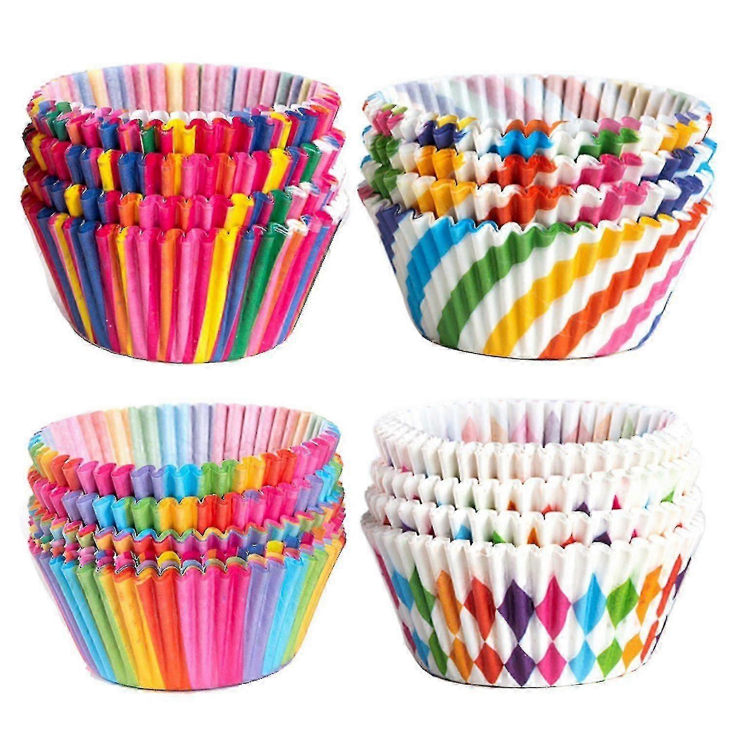 Cupcake Baking Paper Cups - Muffin Cupcake Liners, Colorful Rainbow Combo, Disposable Baking Cups Set
