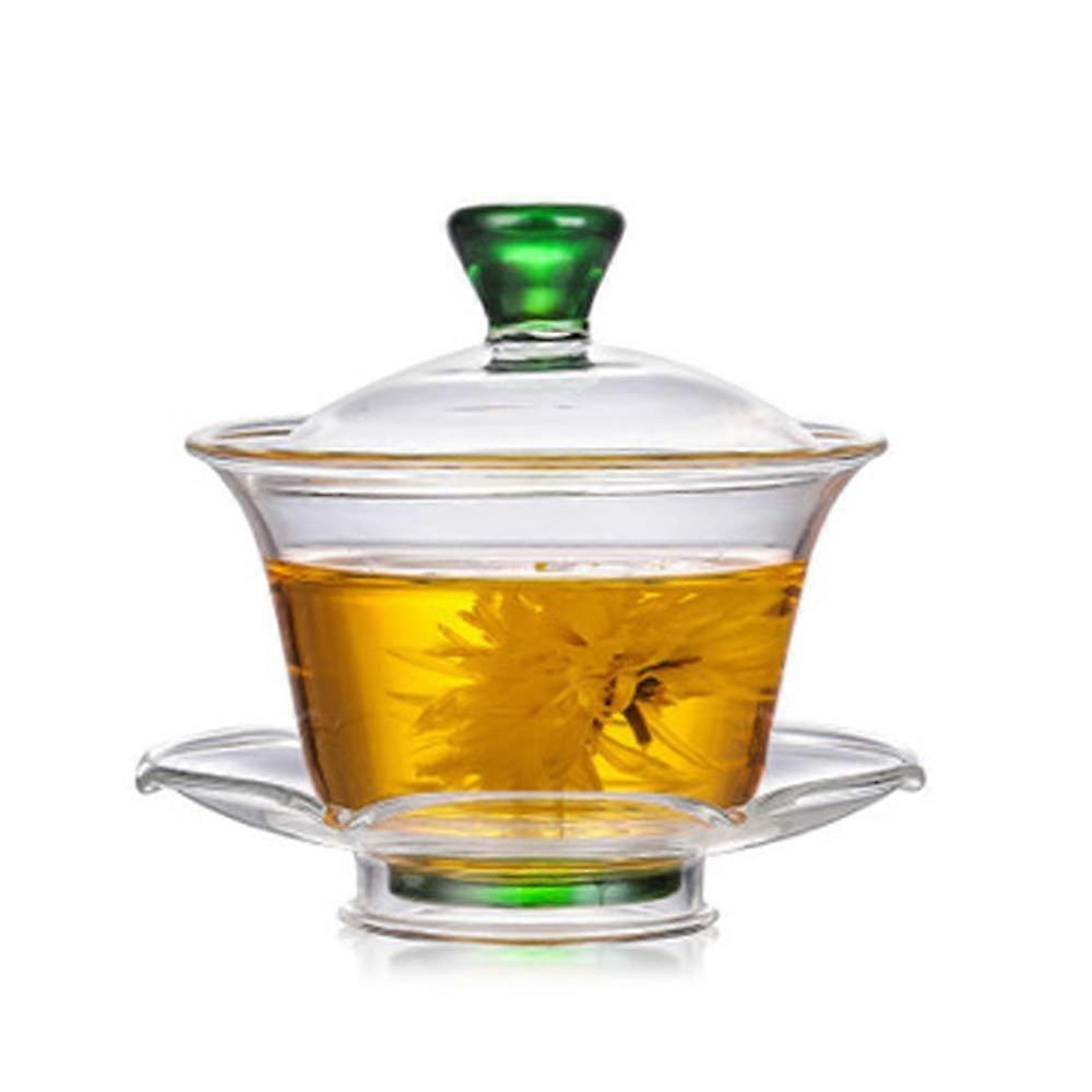 Chinese Glass Gaiwan 170ml Traditional Kung Fu Tea Cup Set with Lid and Saucer for Brewing Tea
