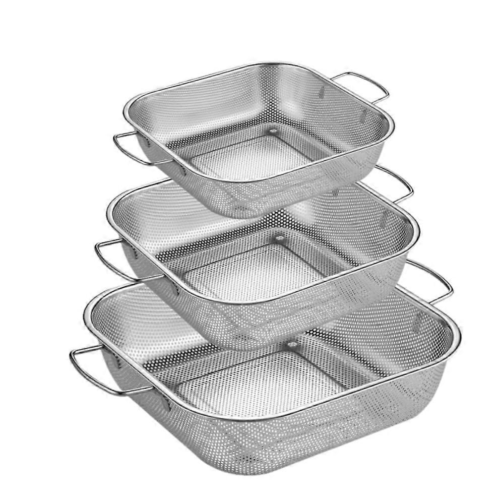 3 Set Stainless Steel Colander for Strain and Drain 8 Qt + 5 Qt + 3.5 Qt