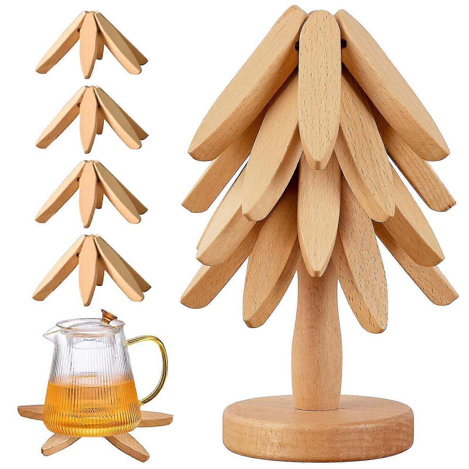 Wooden Tree Trivet Set of 4 (4 Piece-Original Wood)