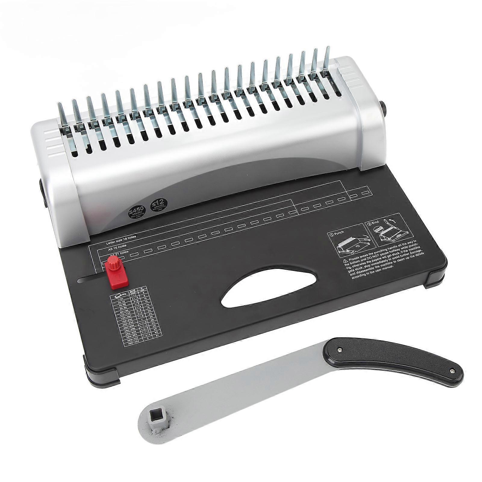 Manual Binding Machine 21 Hole 10‑450 Pages Adjustable Book Binding Machines with Comb Bindings Spines for A4