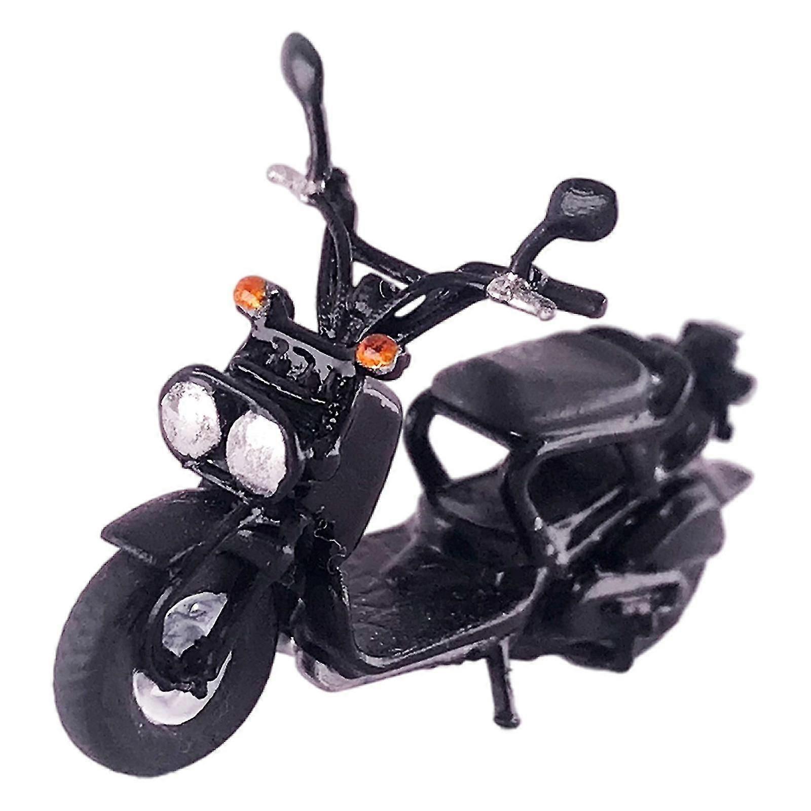 Miniature Motorcycle Model 1:64 Decoration Model for Micro Scene DIY Layout Black