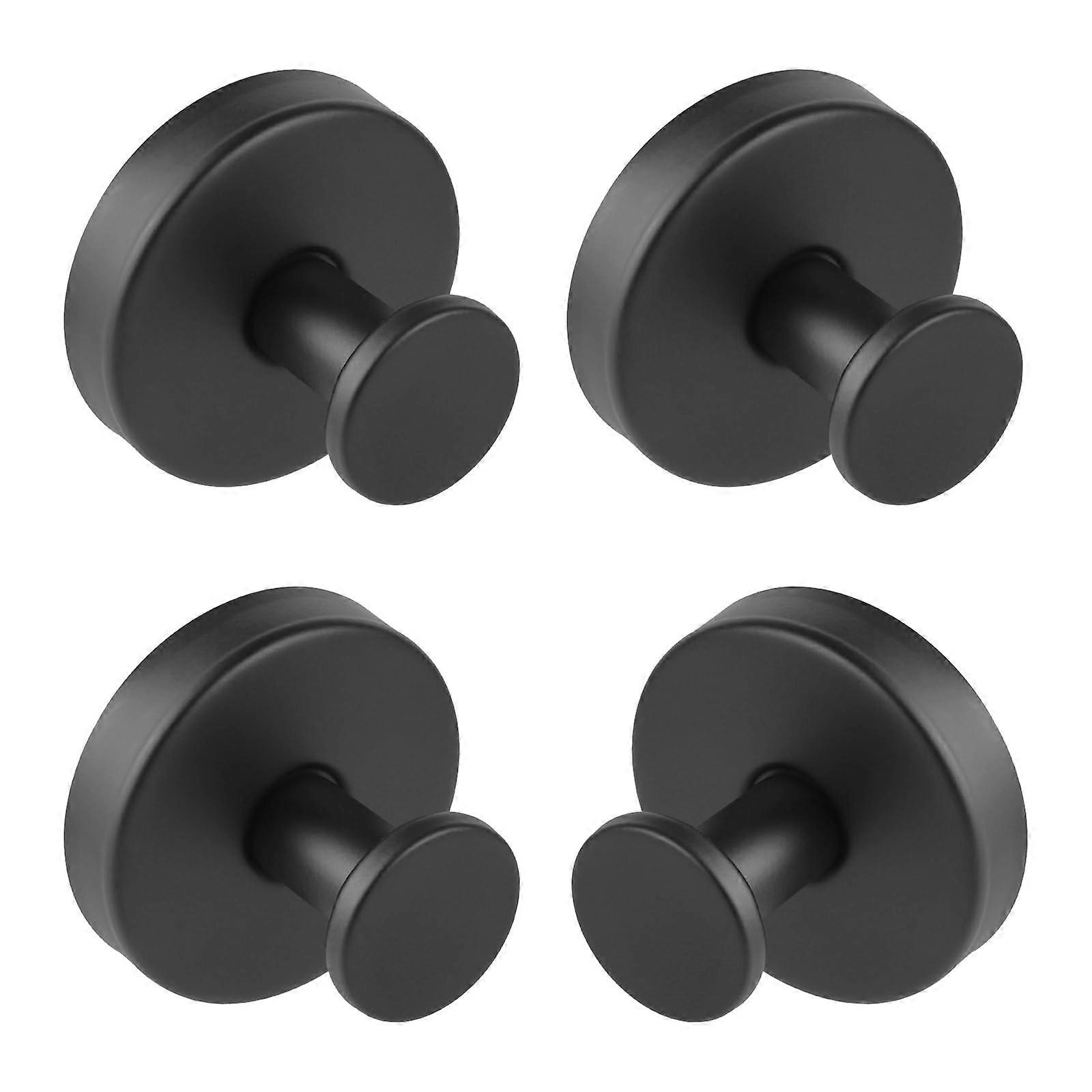 No Drill Suction Hooks, 15 lb Capacity Suction Cups for Shower - 4 Pack Towel Hooks in Black