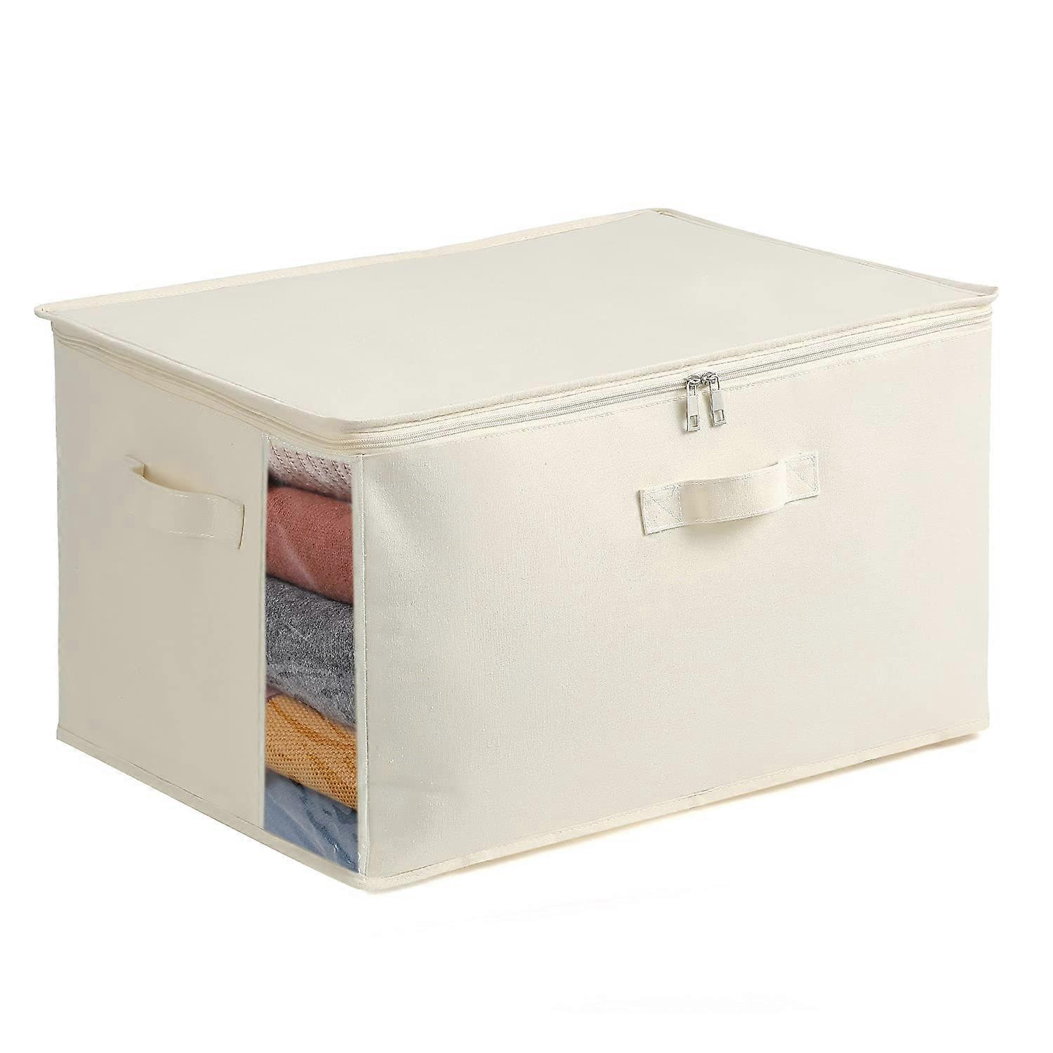 Vailandoラージキャンバストルク収納バッグキャビネットオーガナイザーダブルジッパー服オーガナイザーブランケットキャビネットワード