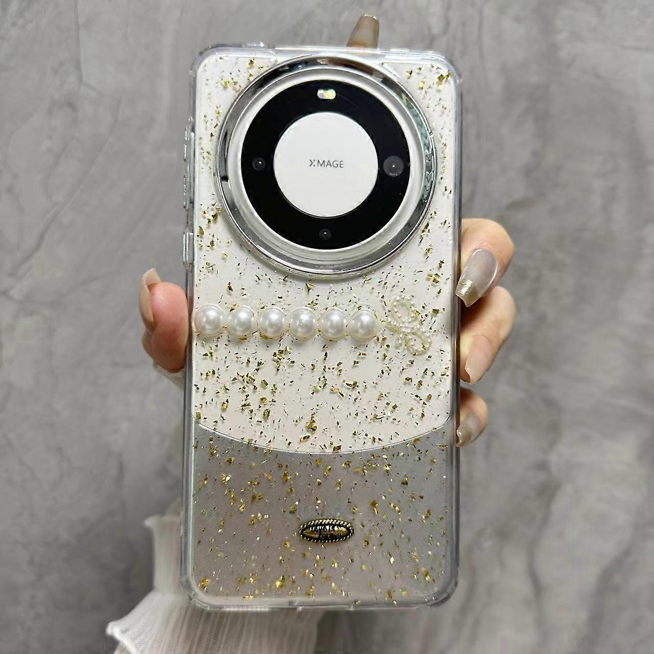 Gold Foil Pearl Bow TPU Phone Case