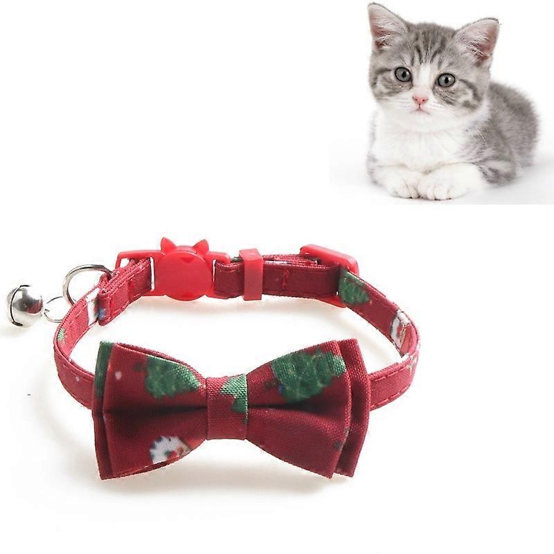 Christmas Snowman & Tree Pattern Pet Collar with Bells Without Bow