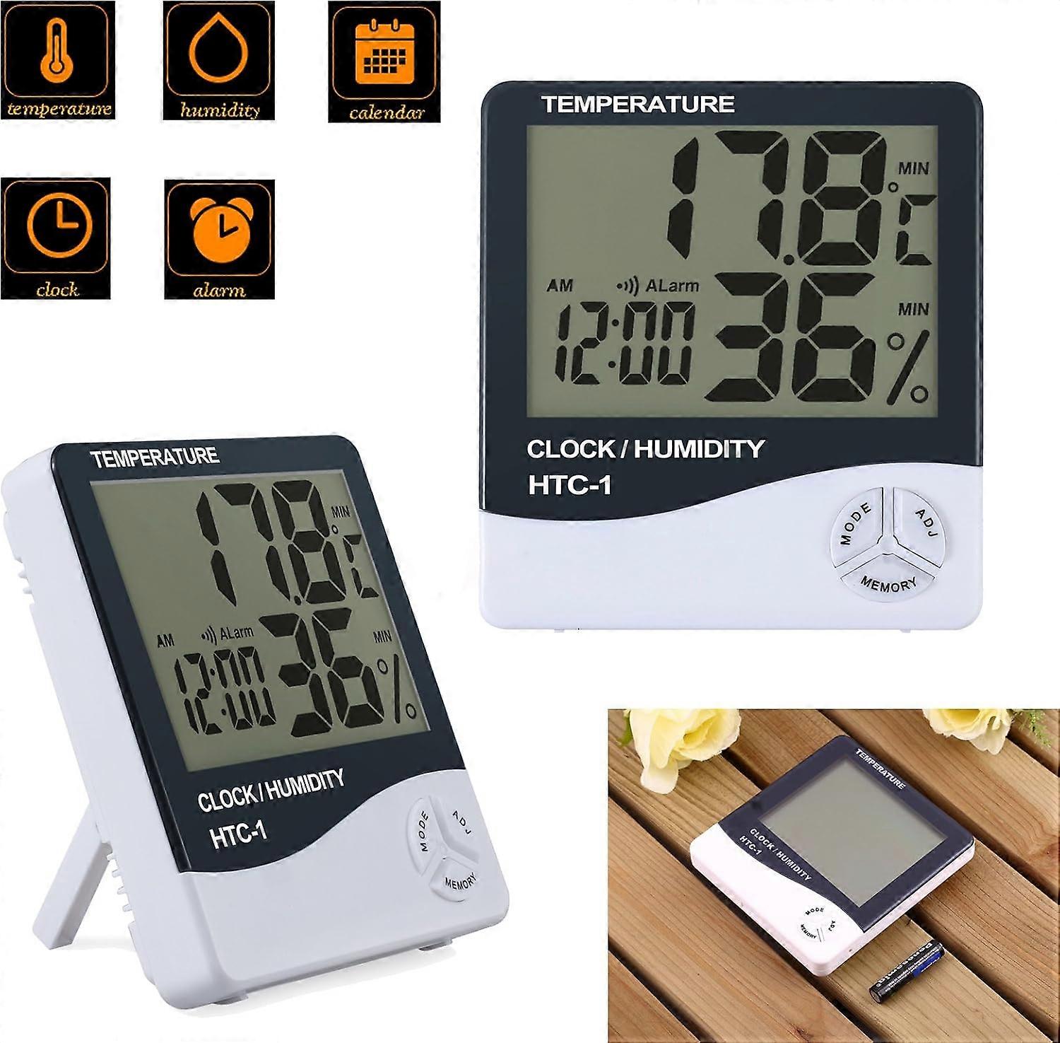2 Paquets LCD Digital Hygromètre Thermomètre Température Humidité Mètre Horloge d'Intérieur -50 °C ~ + 70 °C, 10% ~ 99%RH