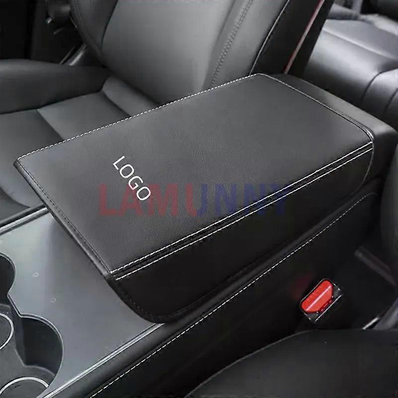 Car Armrest Cover compatible for  Tesla Model 3 Model Y PU Leather Center Console Protector Pad Automobile Waterproof Armrest Box Mat