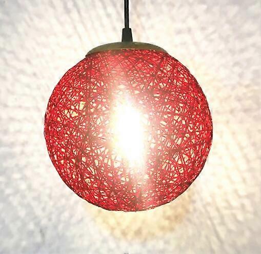 Pendant light, chandelier Creative personality art hemp ball rattan chandelier (15cm red)