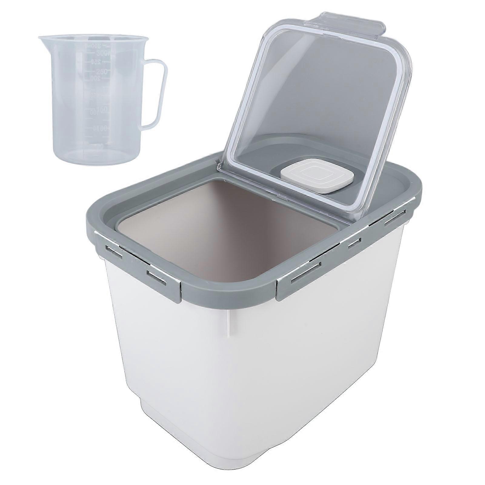 22lb Container Transparent Flip Top Flour Storage Box Airtight Dampproof Large Capacity Rice Bucket