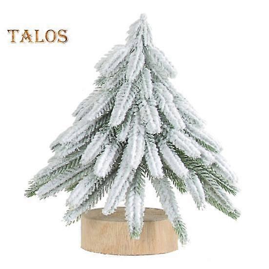 מיניאטורי עץ חג המולד פסלון מלאכותי נורפולק ירוק / שלג נהר אורן מחט עץ חג המולד עם בסיס עץ לעיצוב מקורה