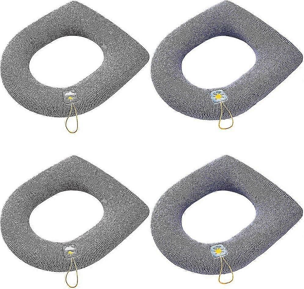 LM 4 stycken toalettsitsdyna, toalettsitsöverdrag, med handtag, universell, mjuk och varm, skalbar, tvättbar HMK