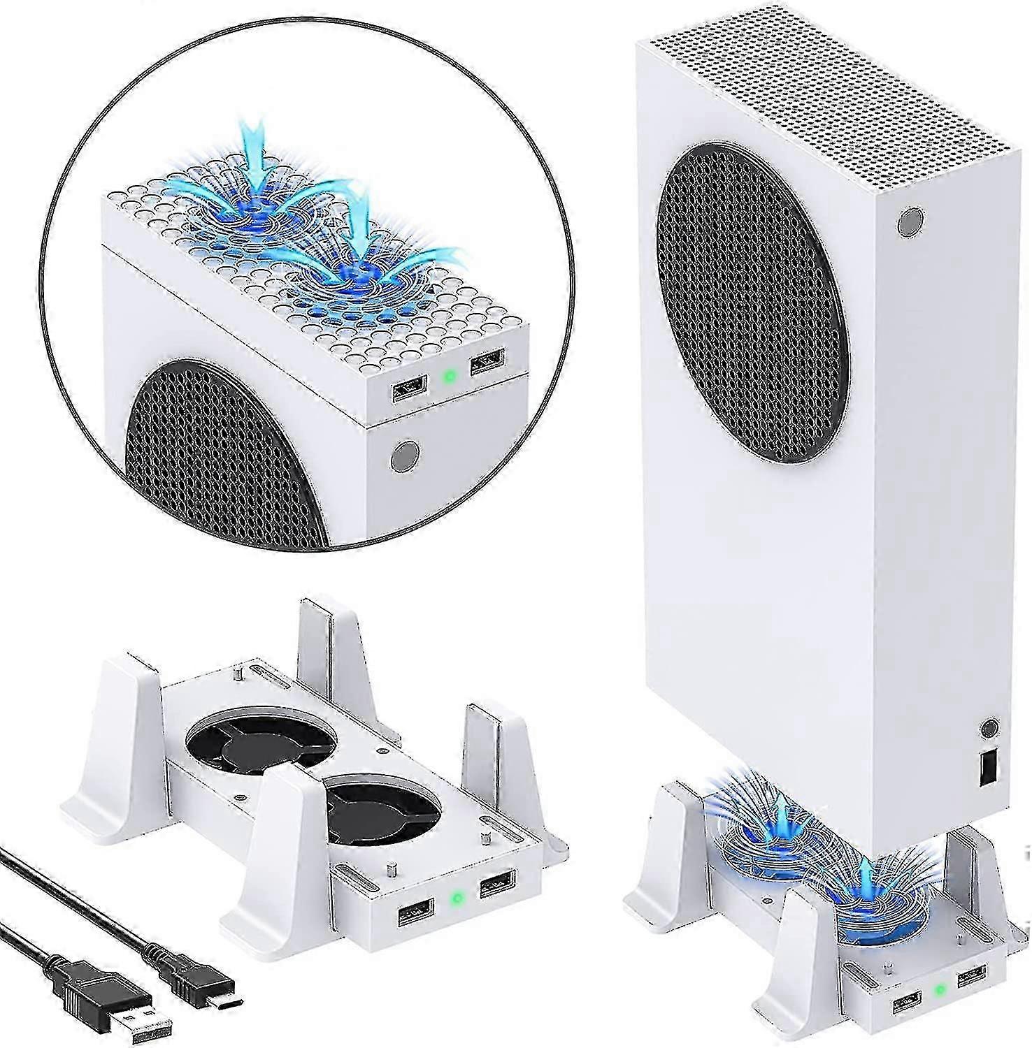 Xbox Series S Lüfterständer mit 3-stufigem Lüfter, 2 USB-Anschlüssen und Dockingstation