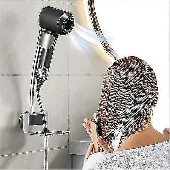 حامل مجفف شعر مثبت على الحائط ، حامل غلاف هواء من الألومنيوم مع غراء ، حامل مجفف شعر قابل للتعديل بدون استخدام اليدين لسهولة الاستخدام