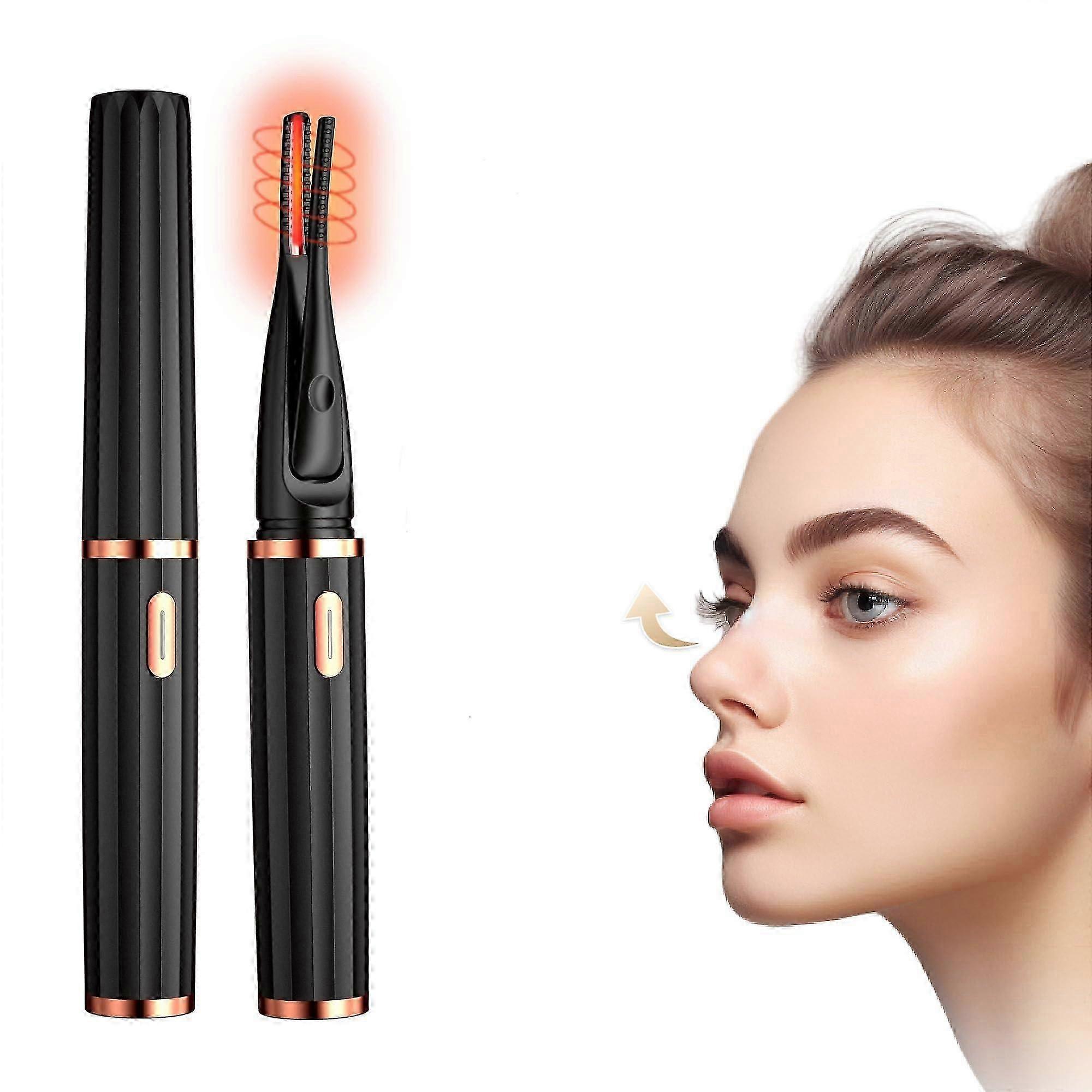 2 in 1 Heated Clip-Type Eyelash Curler, Natural Curling 24 Hours Long Lasting, 3 Temperature Modes with USB Rechargeable