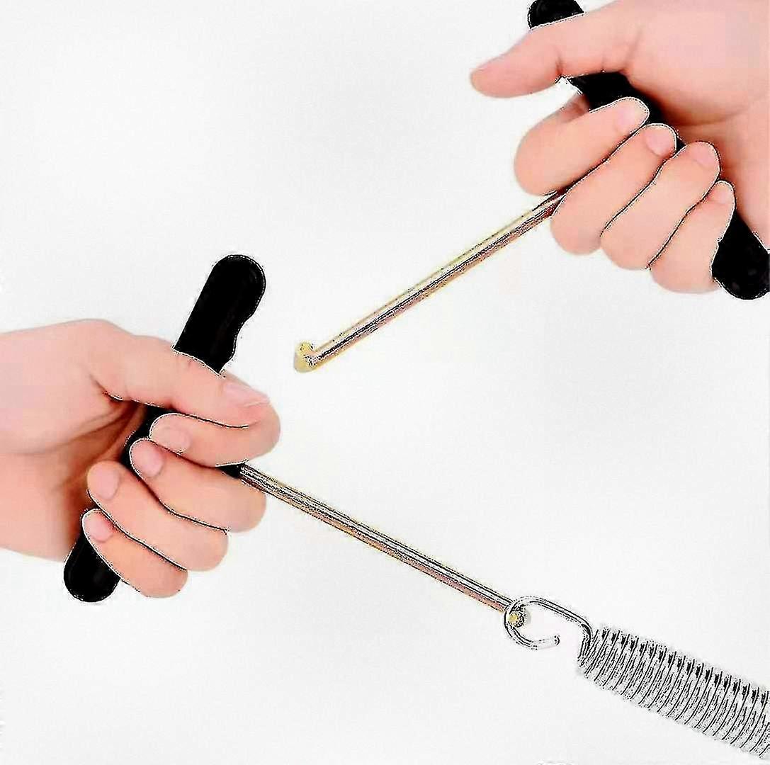 Stainless steel trampoline spring tool with hook for easy removal and tent peg extractor accessory