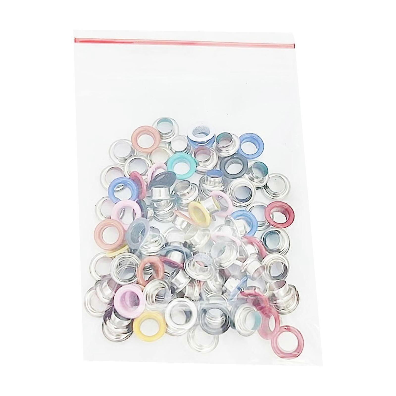 100x/Set Metal Eyelets Mixed Colors Air Eye 5mm Inner Diameter Eyelets Easy to Install for Artists and DIY Enthusiasts