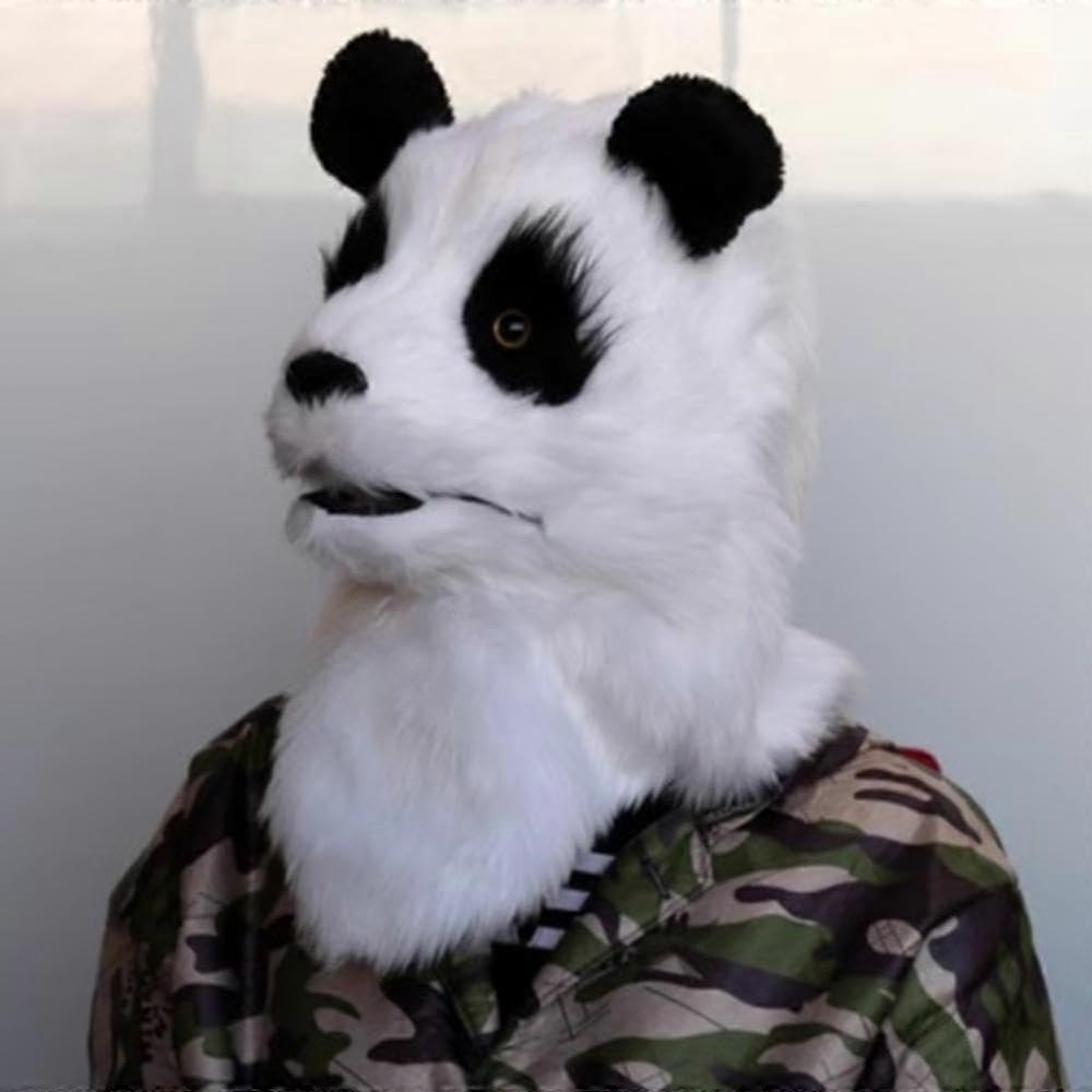 Panda Mask Realistic Fursuit Mask Chimpanzee Face Bear Head Furry ...