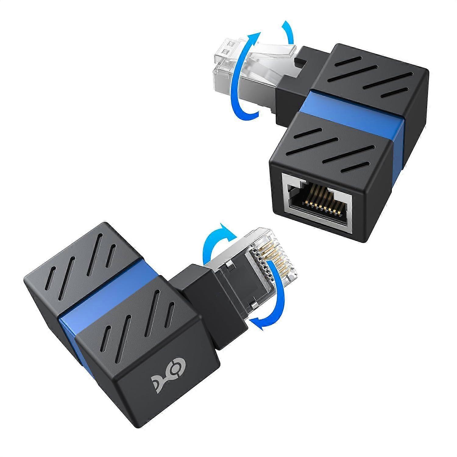 2025 Latest Model  2-Pack 10Gbps 360 Rotatable Cat 6A Right Angle Ethernet