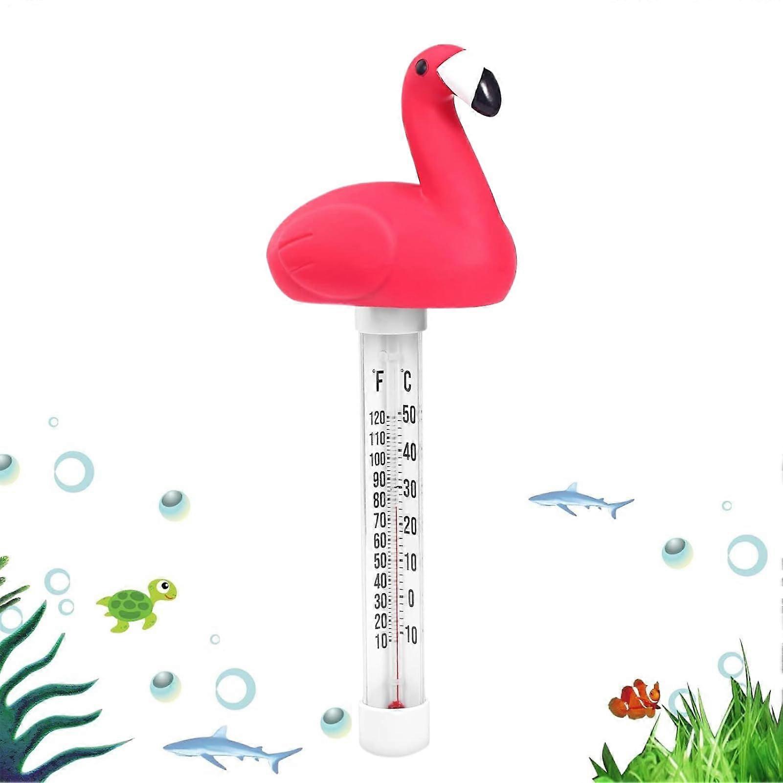 Floating Pool Thermometer, shatterproof for pools, spas, aquariums, pools, Flamingo