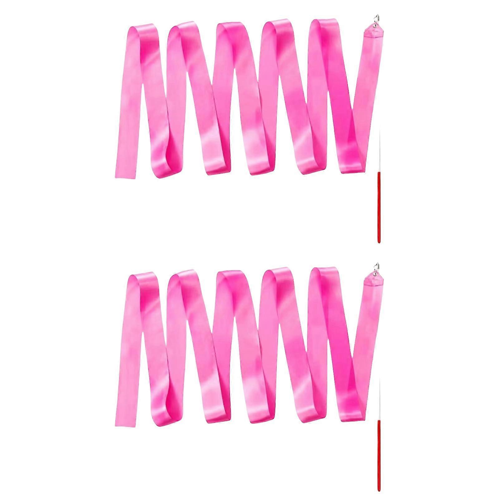 2 Meter colorful gymnastics band with rotating rod, band rod for artistic dancing, dancing, gymnastics band for