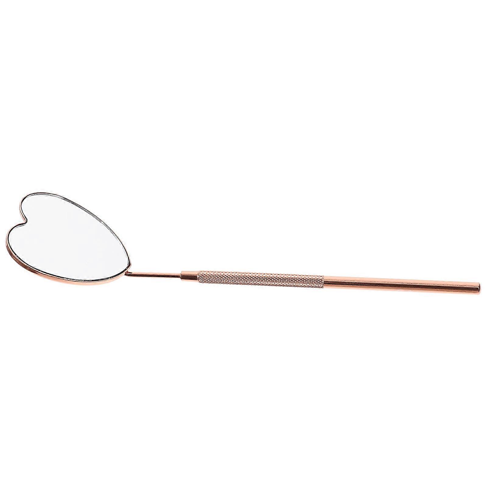 Heart Shaped Handheld Eyelash Mirror for Quick Adjustments and Repairs – Portable Magnifier for Lash Extensions – Ideal for Salon or Home Use – Rose