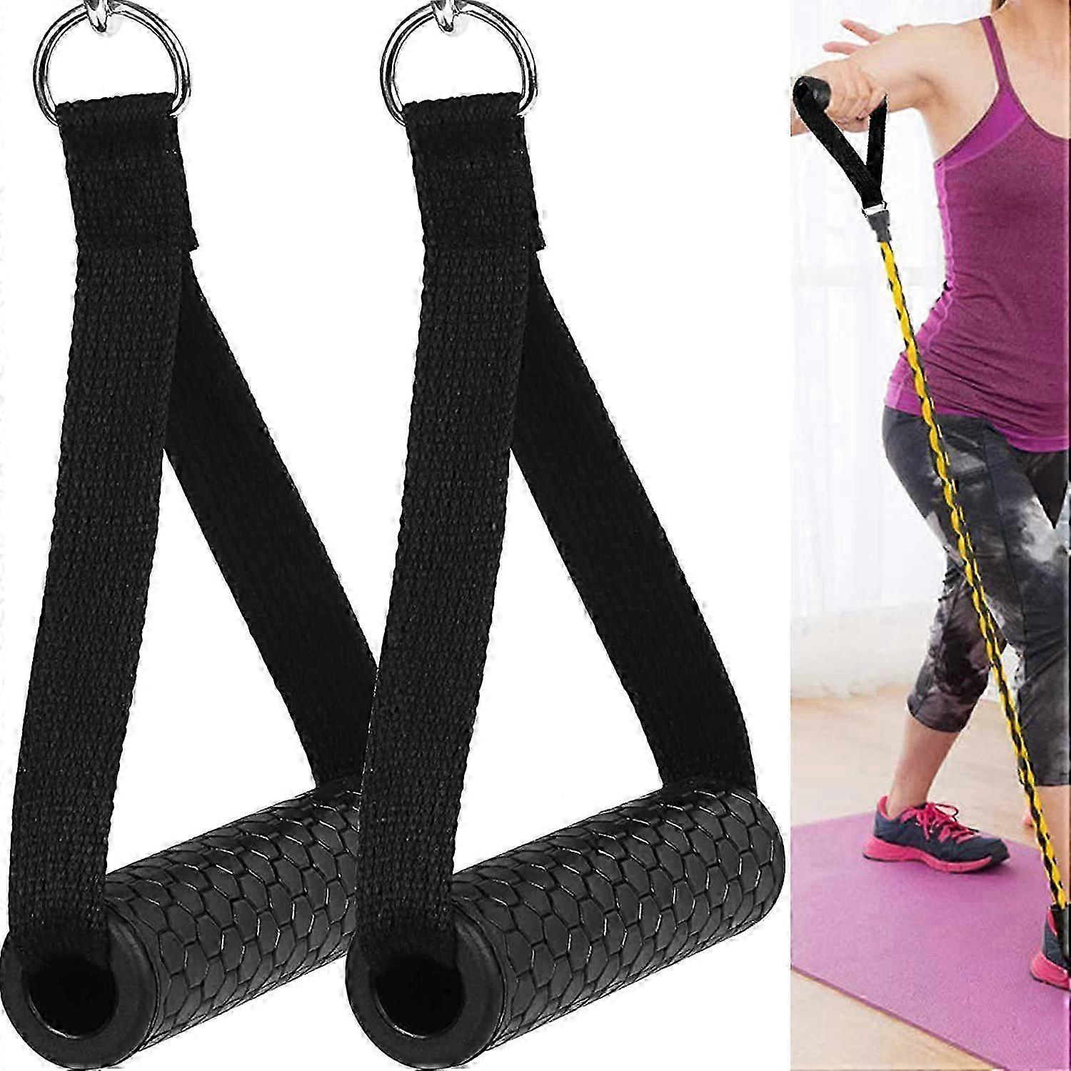 Silicone Fitness Grips for Resistance Training - 2 Pack Rope Handles with Solid Abs Cores Ideal for Pulling Exercises and Accessories for St