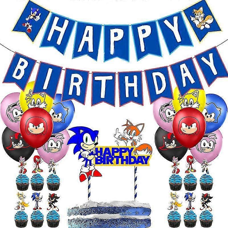 61pcs Sonic Verjaardagsfeest Decoratie Set
