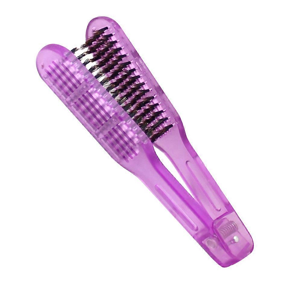 Hair Brush Double Sided Clamp Purple 21.5*3.8cm Blow Drying Styling Tool 1Set