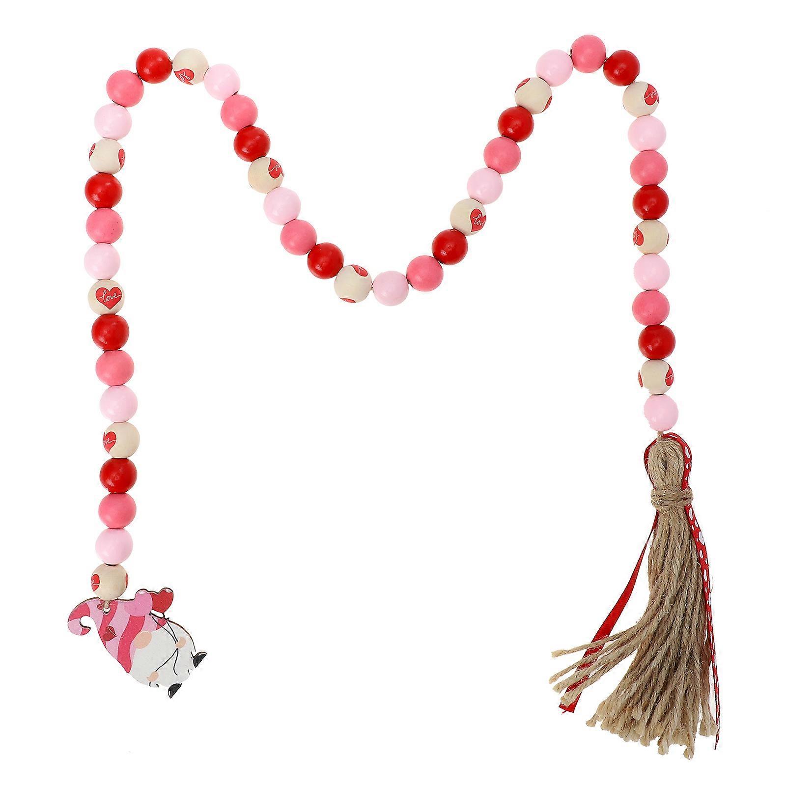 Wood Bead Tassel Pendant Wall Hanging Home Decoration Round Bead Rustic European Style 1Pack