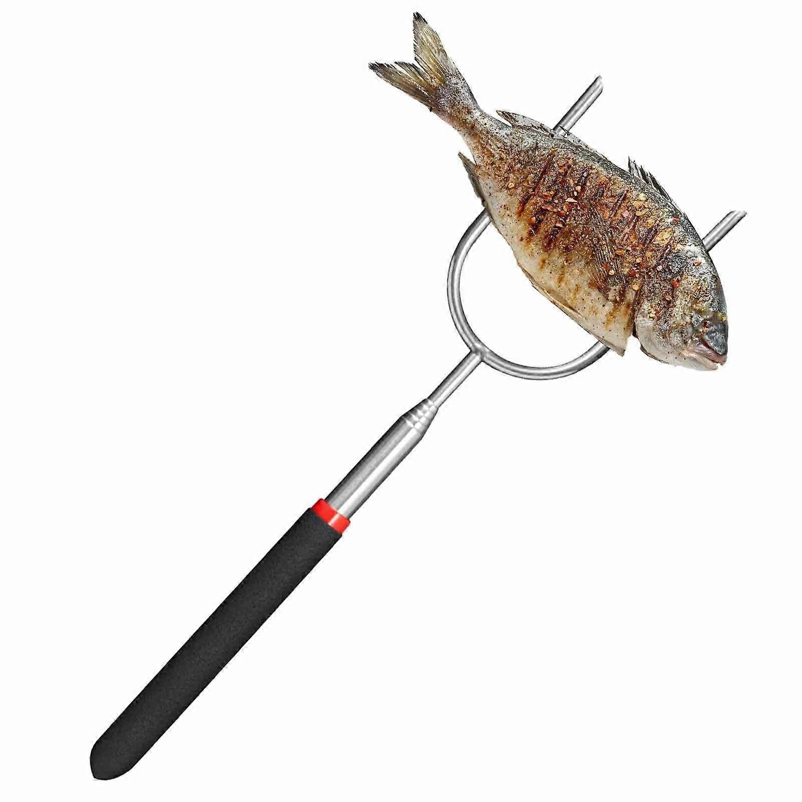 Barbecue Grill Fork Stainless Steel Telescoping Carving Fork With Long Tines Extendable Serving Fork For Roasts Steaks